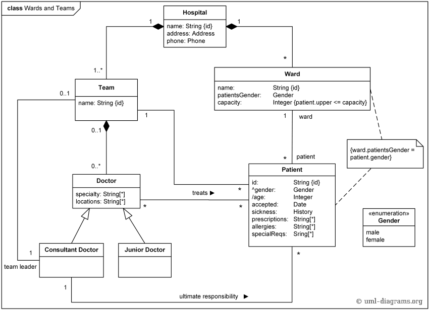 Hospital wards, teams of doctors, and patients.